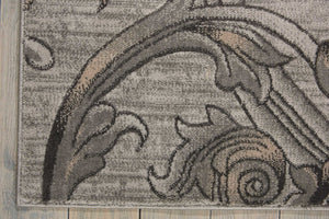 HomeRoots 4' Elegant Graphite and Black Floral Vine Area Rug - Durable, Stain-Resistant Design for Busy Homes 4' X 6' 552795