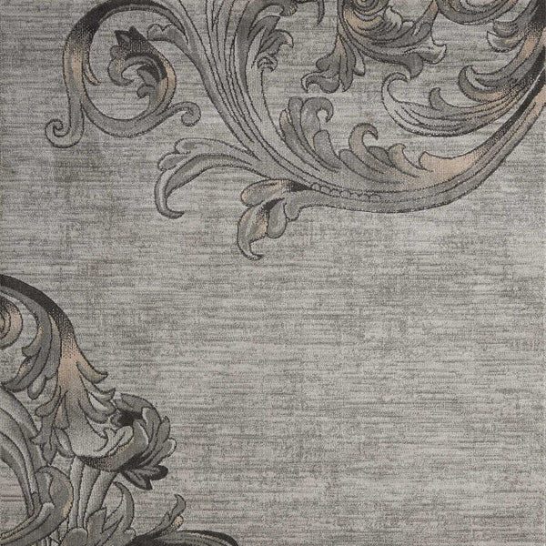 Homeroots 4' X 6' Graphite And Black Floral Vines Area Rug  Polyester 552795