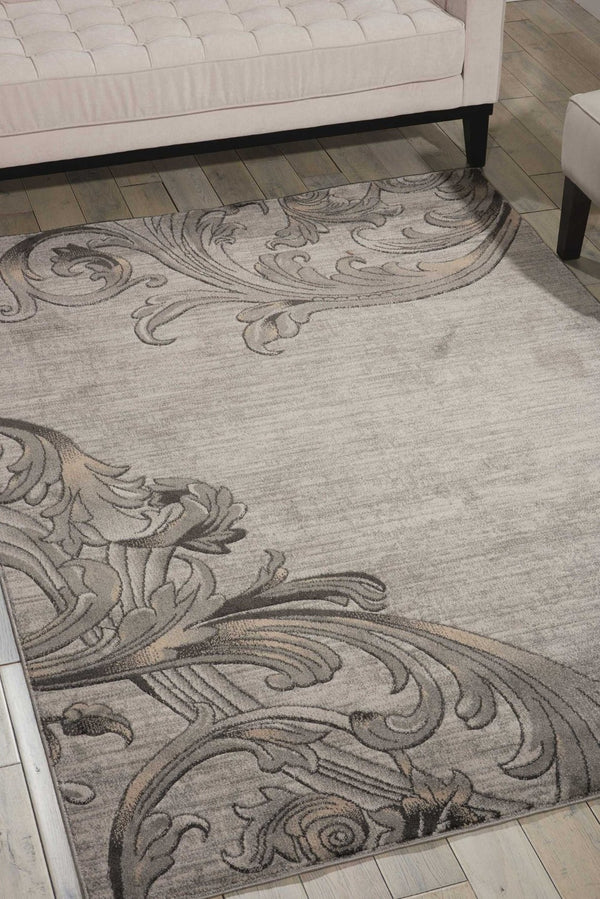 HomeRoots 4' Elegant Graphite and Black Floral Vine Area Rug - Durable, Stain-Resistant Design for Busy Homes 4' X 6' 552795