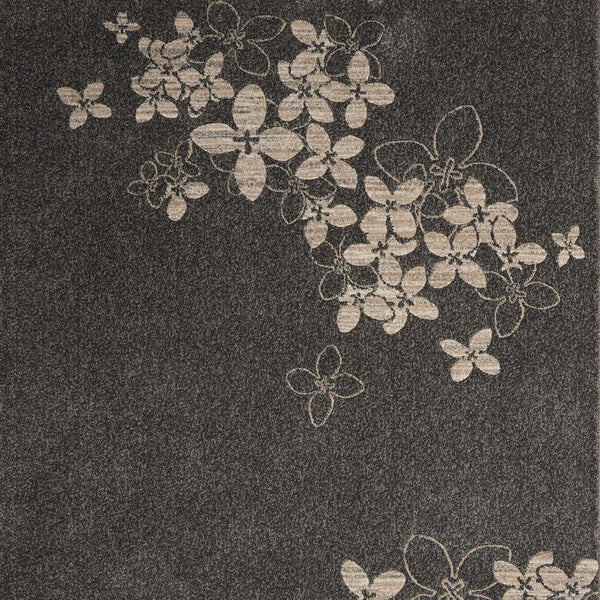 Homeroots 4' X 6' Beige And Charcoal Floral Area Rug  Polyester 552796