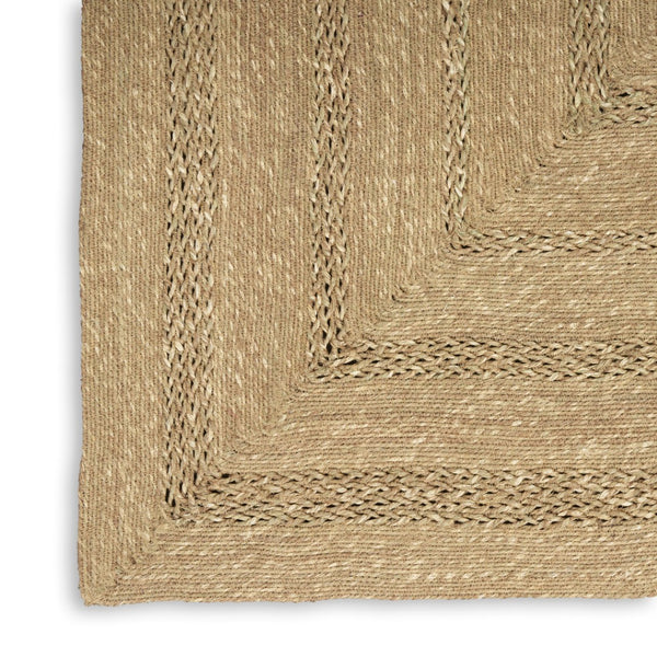 HomeRoots 5' Natural and Brown Handcrafted Area Rug – Versatile Indoor/Outdoor Seagrass Design for Any Space 552801