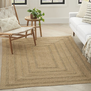 HomeRoots 5' Natural and Brown Handcrafted Area Rug – Versatile Indoor/Outdoor Seagrass Design for Any Space 552801