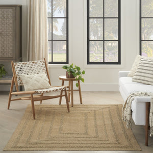 HomeRoots 5' Natural and Brown Handcrafted Area Rug – Versatile Indoor/Outdoor Seagrass Design for Any Space 552801
