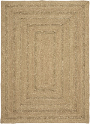 HomeRoots 5' Natural and Brown Handcrafted Area Rug – Versatile Indoor/Outdoor Seagrass Design for Any Space 552801