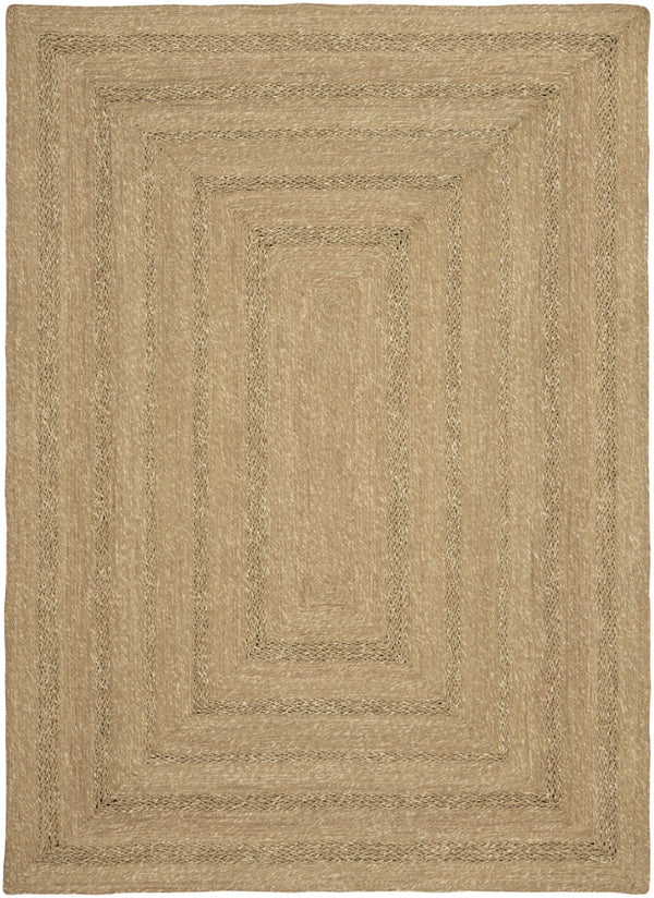 HomeRoots 5' Natural and Brown Handcrafted Area Rug – Versatile Indoor/Outdoor Seagrass Design for Any Space 552801