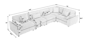 English Elm Oversized Modular Sectional Sofa Set - Corduroy Deep Seat Comfort For 5 W2325S00018-GIGA