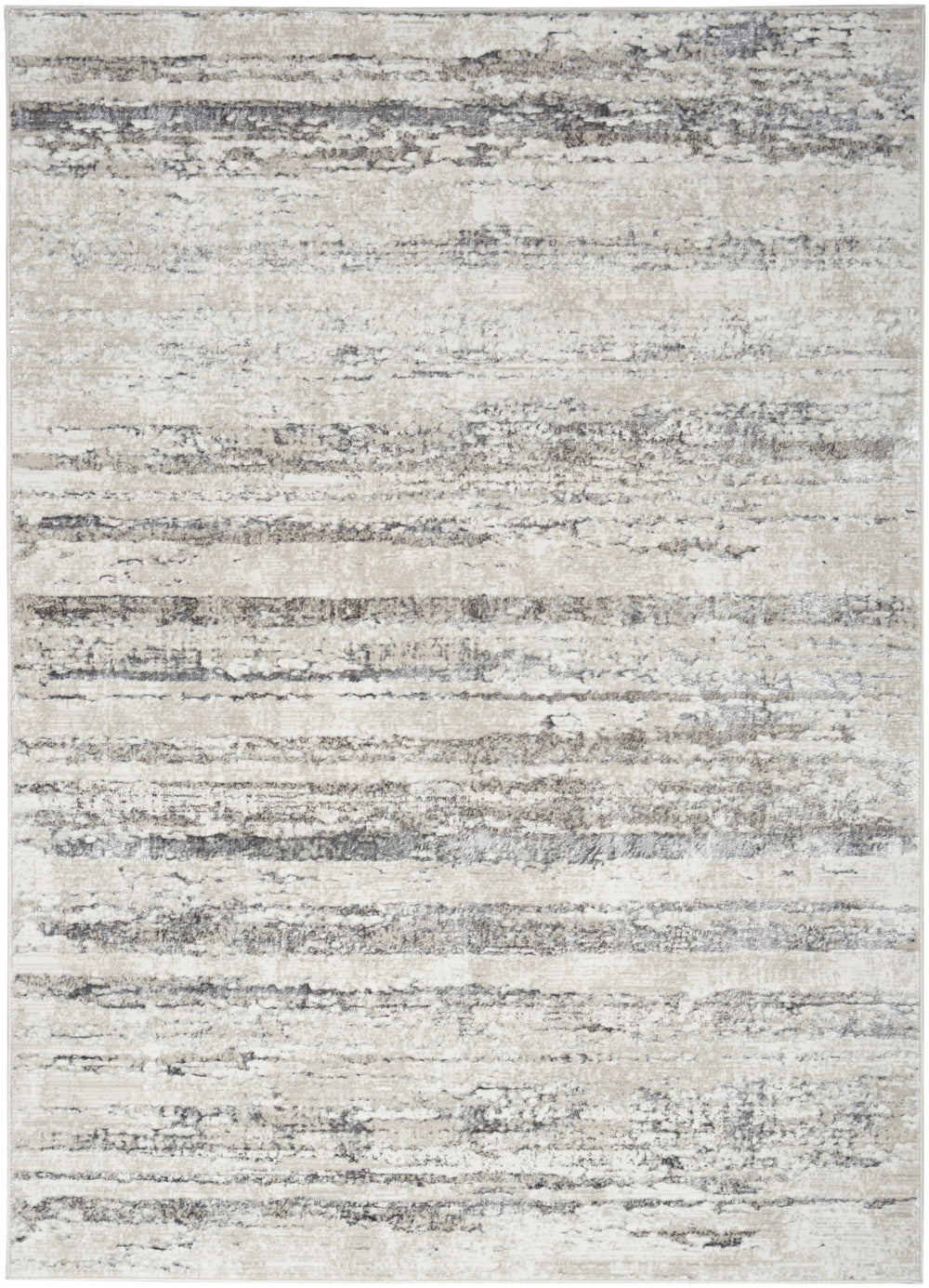 Homeroots 4' X 6' Cream And Gray Abstract Non Skid Area Rug  Polyester 552814