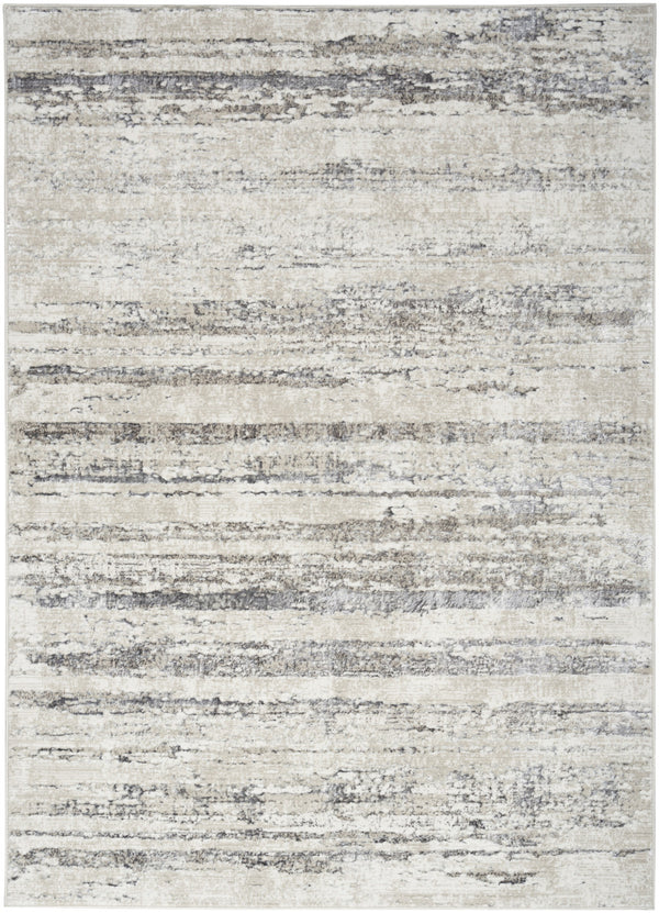 Homeroots 4' X 6' Cream And Gray Abstract Non Skid Area Rug  Polyester 552814
