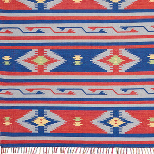 Homeroots 8' X 10' Blue Southwestern Handmade Area Rug With Fringe  Cotton Blend 552819