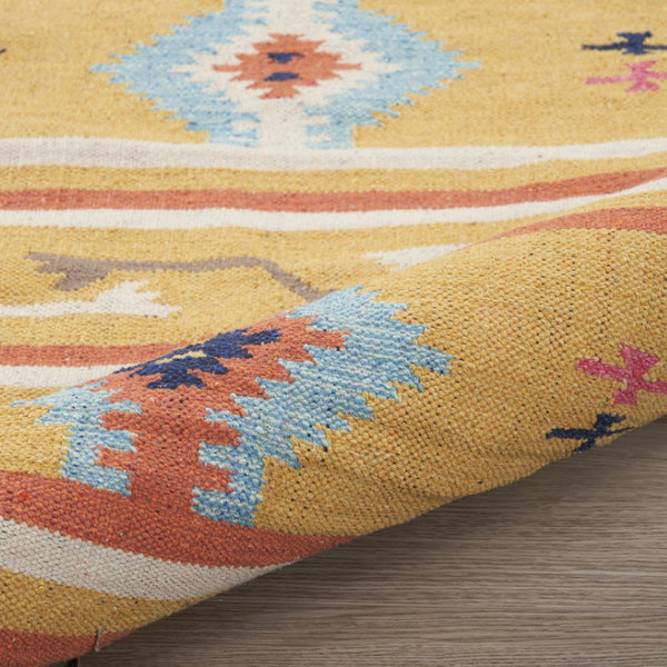HomeRoots 8' X 10' Handmade Yellow & Orange Southwestern Area Rug with Fringe - Perfect for Cozy Living Spaces! 552821