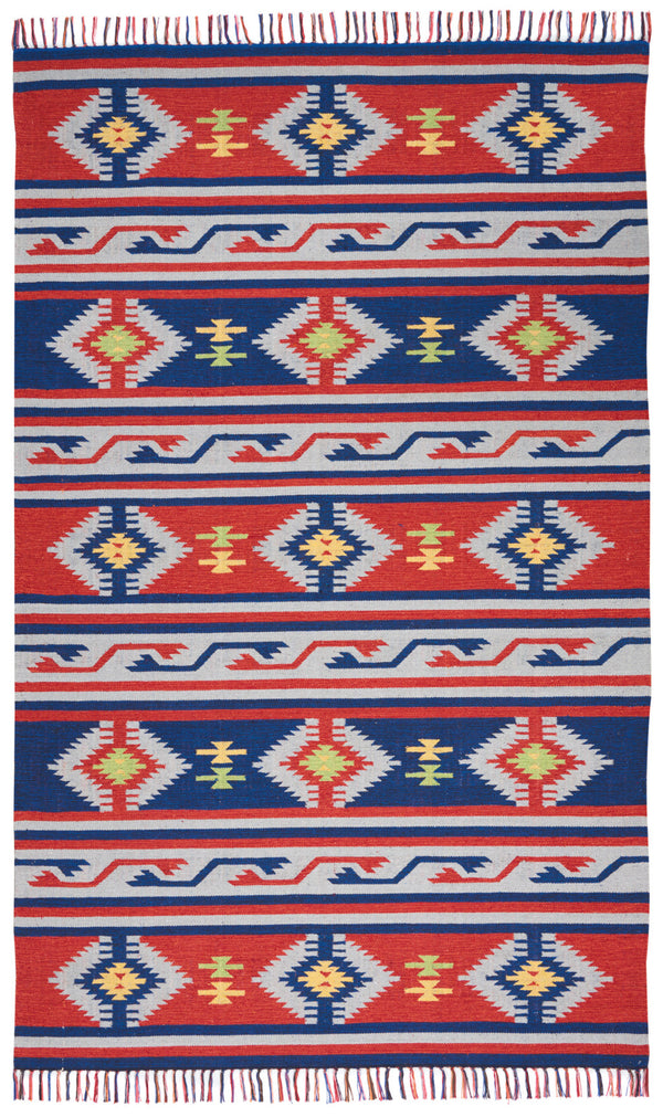 Homeroots 7' X 10' Blue Southwestern Handmade Area Rug With Fringe  Cotton Blend 552822