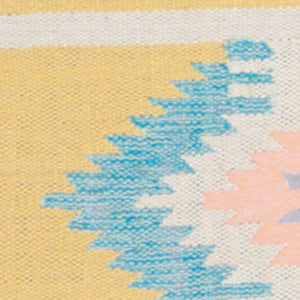 Homeroots 7' X 10' Blue And Yellow Southwestern Handmade Area Rug With Fringe  Cotton Blend 552823