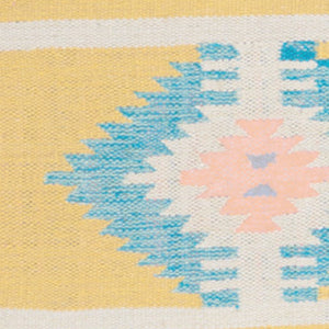 Homeroots 7' X 10' Blue And Yellow Southwestern Handmade Area Rug With Fringe  Cotton Blend 552823