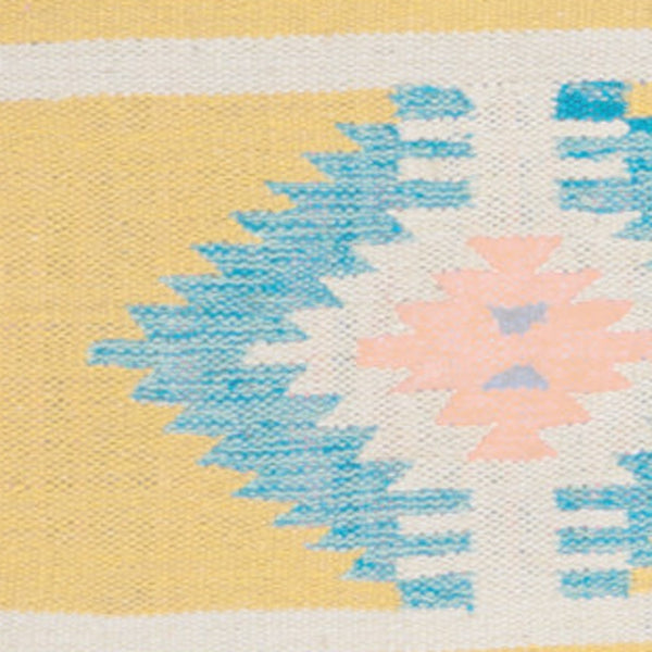 Homeroots 7' X 10' Blue And Yellow Southwestern Handmade Area Rug With Fringe  Cotton Blend 552823