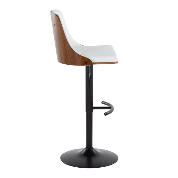 English Elm Gianna Adjustable Barstool Set Of 2 - Mid-Century Modern Swivel Design In Black Metal & Walnut Wood B202S00888