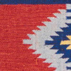 Homeroots 5' X 7' Blue And Red Southwestern Handmade Area Rug With Fringe  Cotton Blend 552827