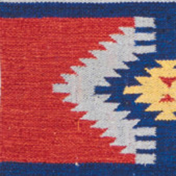 Homeroots 5' X 7' Blue And Red Southwestern Handmade Area Rug With Fringe  Cotton Blend 552827