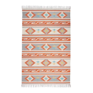 Homeroots 5' X 7' Orange Southwestern Handmade Area Rug With Fringe  Cotton Blend 552828