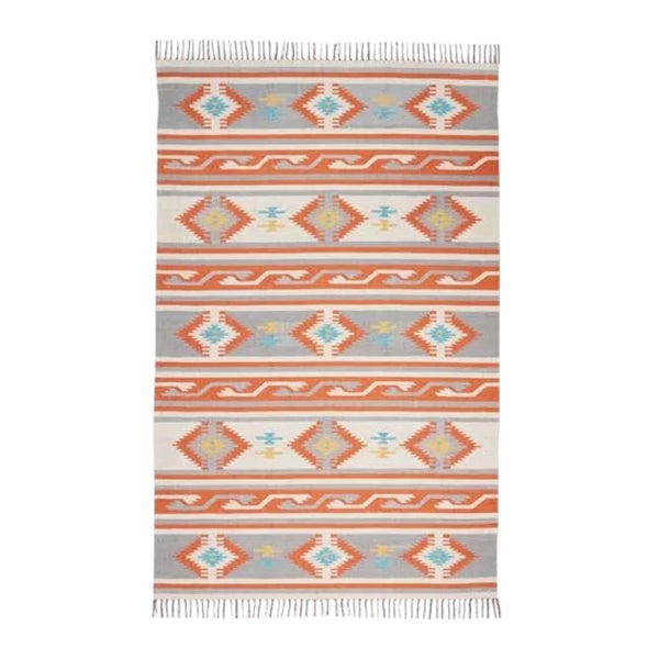 Homeroots 5' X 7' Orange Southwestern Handmade Area Rug With Fringe  Cotton Blend 552828