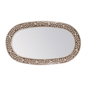 Butler Specialty Trubadur Decorative Wall Mirror With Hand-painted Botanical Inlay For Elegant Home Décor Display Brown,White Bone,Resin,Mdf 5528323-butler