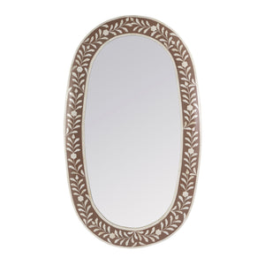 Butler Specialty Trubadur Decorative Wall Mirror With Hand-painted Botanical Inlay For Elegant Home Décor Display Brown,White Bone,Resin,Mdf 5528323-butler