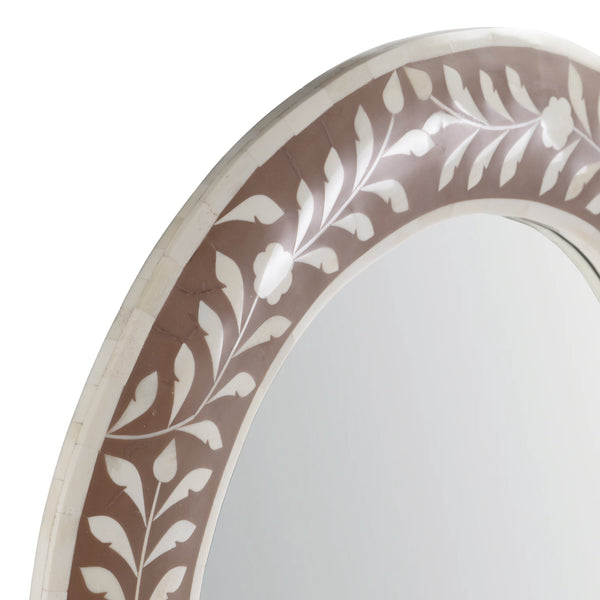 Butler Specialty Trubadur Decorative Wall Mirror With Hand-painted Botanical Inlay For Elegant Home Décor Display Brown,White Bone,Resin,Mdf 5528323-butler
