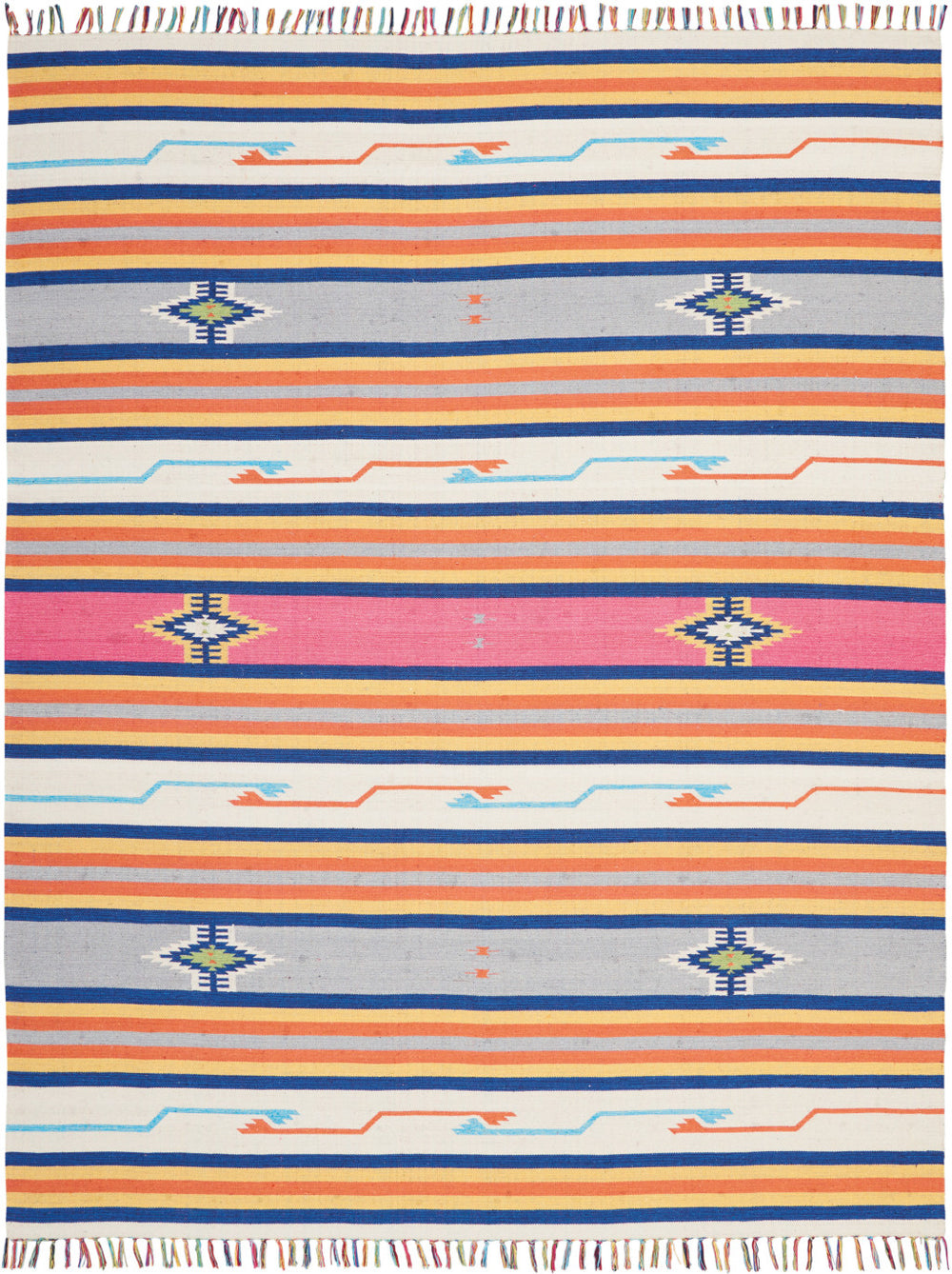 Homeroots 8' X 10' Ivory Southwestern Handmade Area Rug With Fringe  Cotton Blend 552832