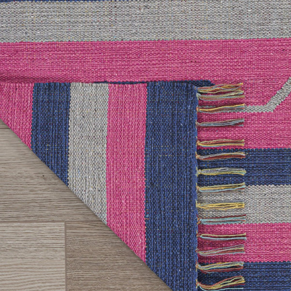 HomeRoots 8' Handmade Southwestern Area Rug in Pink and Blue with Fringed Edges for Stylish Home Decor 8' X 10' 552833