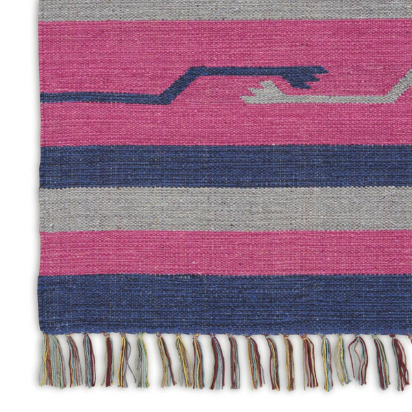 HomeRoots 8' Handmade Southwestern Area Rug in Pink and Blue with Fringed Edges for Stylish Home Decor 8' X 10' 552833