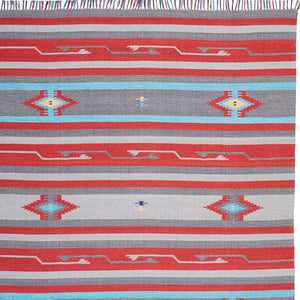 Homeroots 8' X 10' Gray And Red Southwestern Handmade Area Rug With Fringe  Cotton Blend 552834