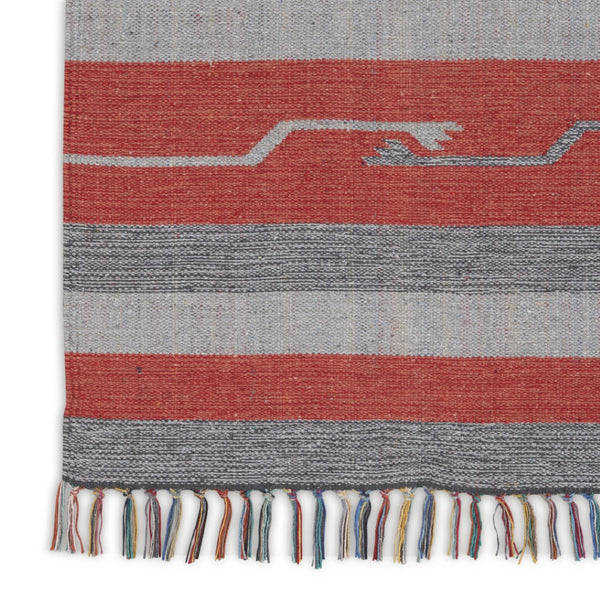 HomeRoots 8' Gray and Red Southwestern Handmade Area Rug - Cozy Texture, Geometric Design, Timeless Style 8' X 10' 552834