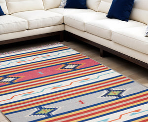 Homeroots 7' X 10' Ivory Southwestern Handmade Area Rug With Fringe  Cotton Blend 552835