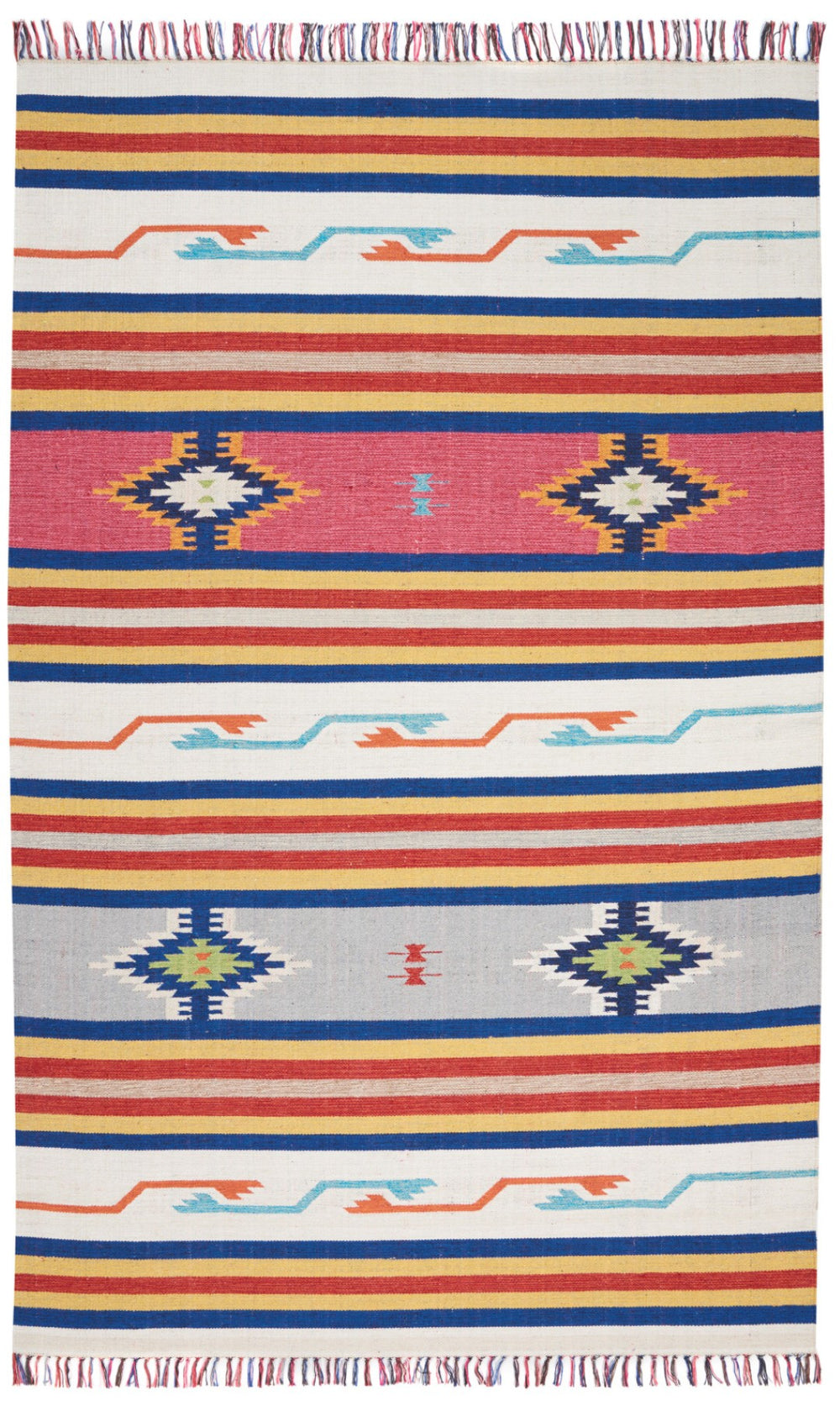 HomeRoots 7' Ivory Southwestern Handmade Area Rug with Fringed Edges for Timeless Style and Durability 7' X 10' 552835