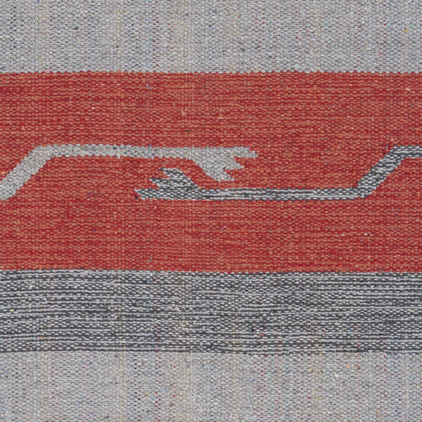 Homeroots 7' X 10' Gray And Red Southwestern Handmade Area Rug With Fringe  Cotton Blend 552837