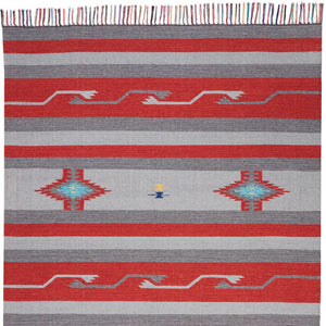 Homeroots 5' X 7' Gray And Red Southwestern Handmade Area Rug With Fringe  Cotton Blend 552843
