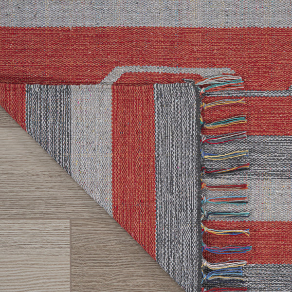 Homeroots 5' X 7' Gray And Red Southwestern Handmade Area Rug With Fringe  Cotton Blend 552843