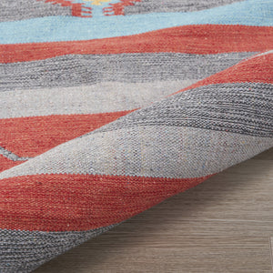 Homeroots 5' X 7' Gray And Red Southwestern Handmade Area Rug With Fringe  Cotton Blend 552843