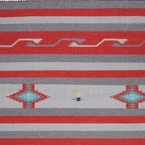 Homeroots 5' X 7' Gray And Red Southwestern Handmade Area Rug With Fringe  Cotton Blend 552843