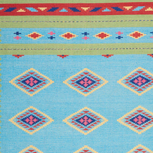 Homeroots 8' X 10' Blue And Yellow Southwestern Handmade Area Rug With Fringe  Cotton Blend 552847