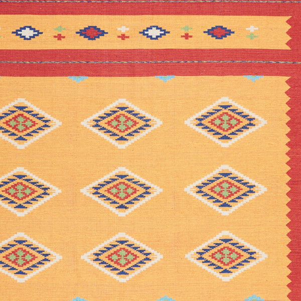 Homeroots 8' X 10' Yellow And Red Southwestern Handmade Area Rug With Fringe  Cotton Blend 552850