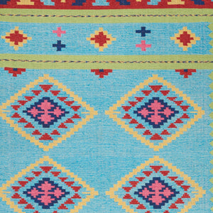 Homeroots 7' X 10' Blue And Green Southwestern Handmade Area Rug With Fringe  Cotton Blend 552851