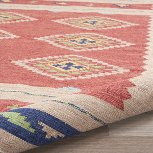 Homeroots 5' X 7' Beige And Red Southwestern Handmade Area Rug With Fringe  Cotton Blend 552860