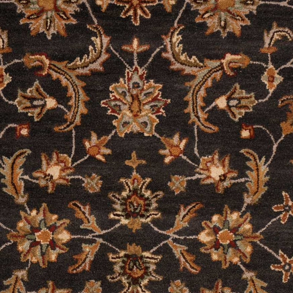 Homeroots 5' X 8' Charcoal And Orange Wool Floral Area Rug  Wool 552869