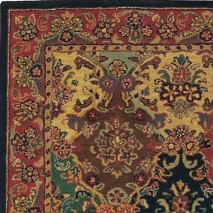 Homeroots 4' X 6' Tan Black And Red Wool Floral Area Rug  Wool 552876