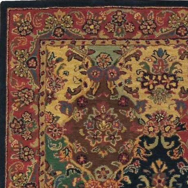 Homeroots 4' X 6' Tan Black And Red Wool Floral Area Rug  Wool 552876