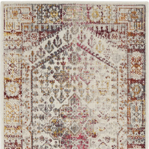 Homeroots 8' Ivory Red And Orange Floral Distressed Runner Rug - Durable, Stain Resistant, Perfect For High Traffic Areas  Polypropylene 552879