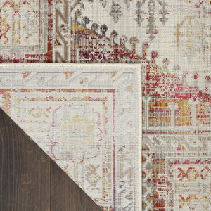 Homeroots 5' X 8' Elegant Ivory Red & Orange Floral Distressed Area Rug - Stain Resistant & Durable Style  Polypropylene 552880