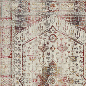 Homeroots 4' X 6' Ivory Red And Orange Floral Distressed Area Rug – Durable, Stain-resistant, Versatile Decor Solution  Polypropylene 552882