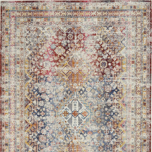 Homeroots 5' X 8' Ivory Red And Orange Geometric Area Rug – Stain-resistant, Durable, Perfect For Kids & Pets!  Polypropylene 552885