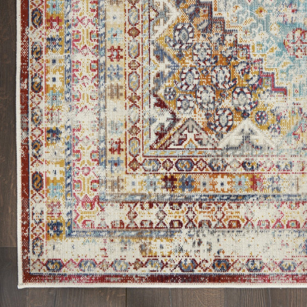 HomeRoots 5' Brighten Your Space with Vintage-Inspired Geometric Distressed Area Rug, Durable & Stylish Design 5' X 8' 552885